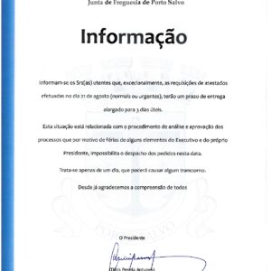 INFORMAÇÃO – EMISSÃO ATESTADOS